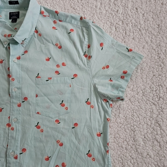 J.Crew Factory Slim Flex Washed  Fruit Print Short Sleeve Shirt  Men Size XL - Picture 3 of 7